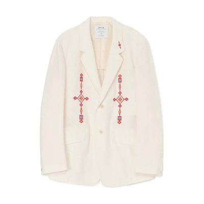 Yohji Yamamoto S'YTE FW24 Geometric Embroidered Single-Breasted White Jacket Unisex UQ-J11-002-1