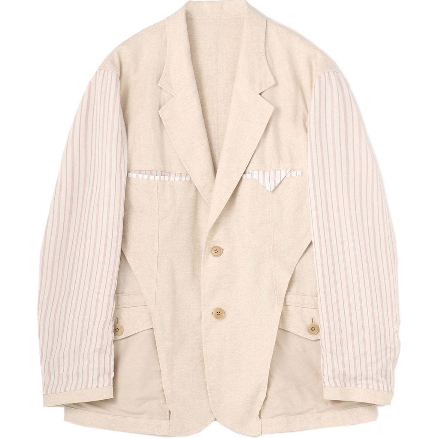Yohji Yamamoto S'YTE FW24 Striped Reversible Vintage Jacket Beige Unisex UQ-J07-300-1