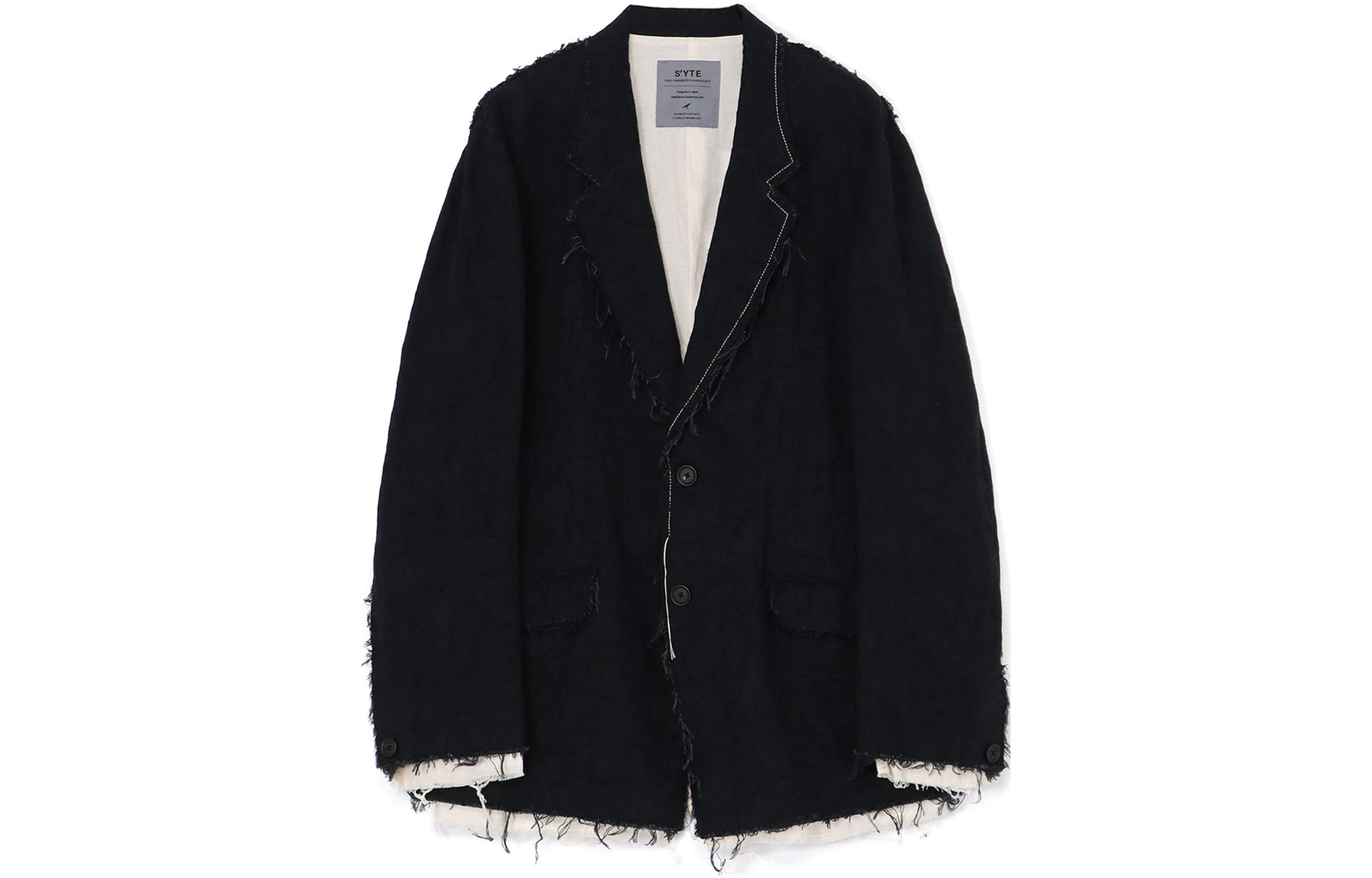 Yohji Yamamoto S'YTE Graphic Jacquard Fringe Jacket Black UI-J07-034-1