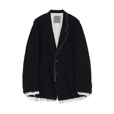 Yohji Yamamoto S'YTE Graphic Jacquard Fringe Jacket Black UI-J07-034-1