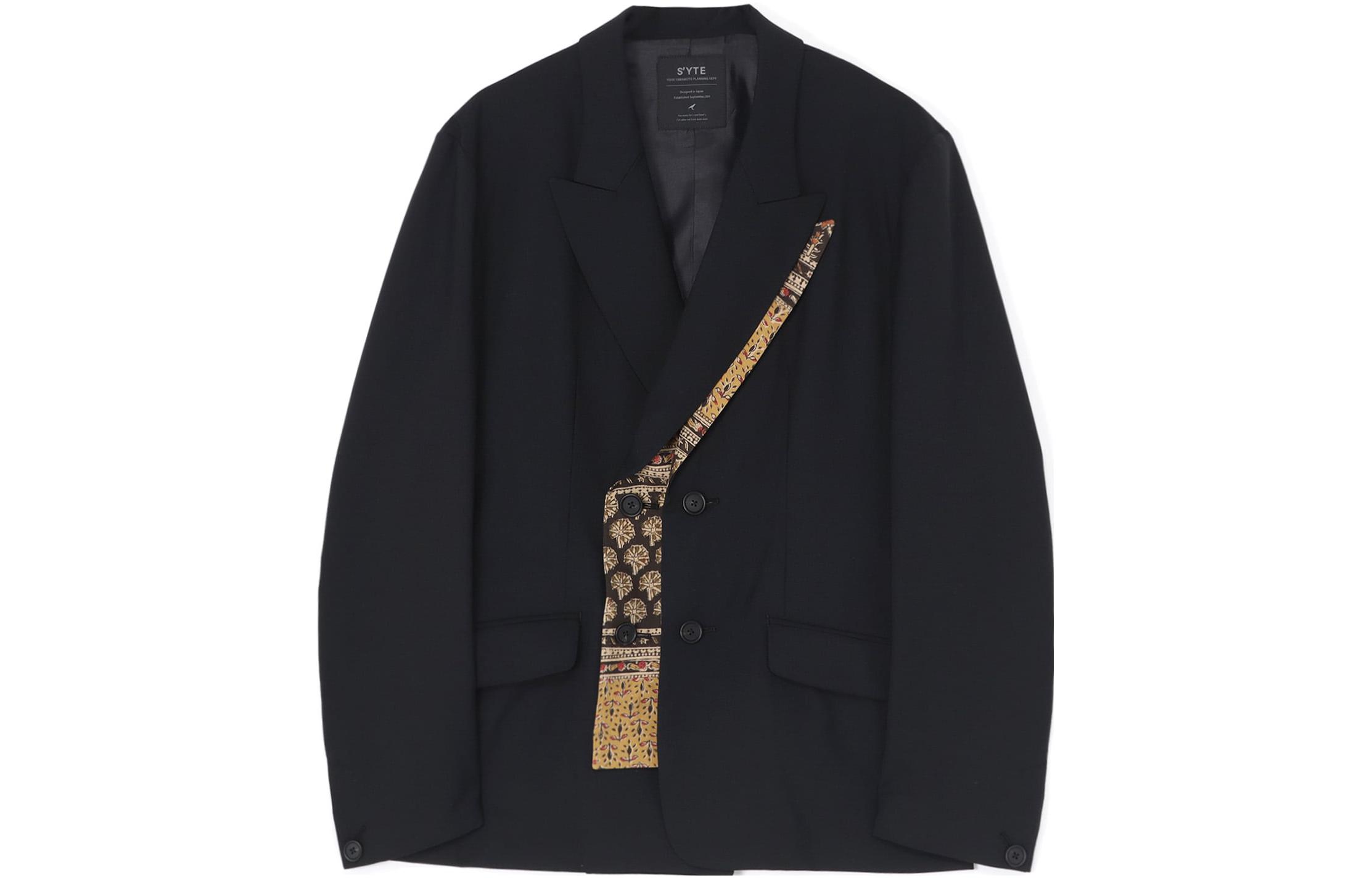 Yohji Yamamoto S'YTE Layered Jacket Black with India Block Print Unisex UI-J11-805-1