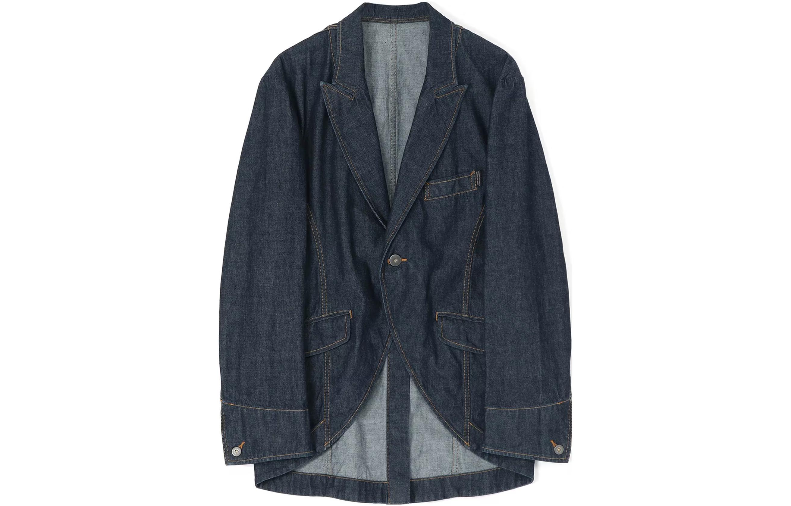 Yohji Yamamoto S'YTE Solid Color Long Sleeve Jacket Unisex Navy Blue UV-J03-005-1-03