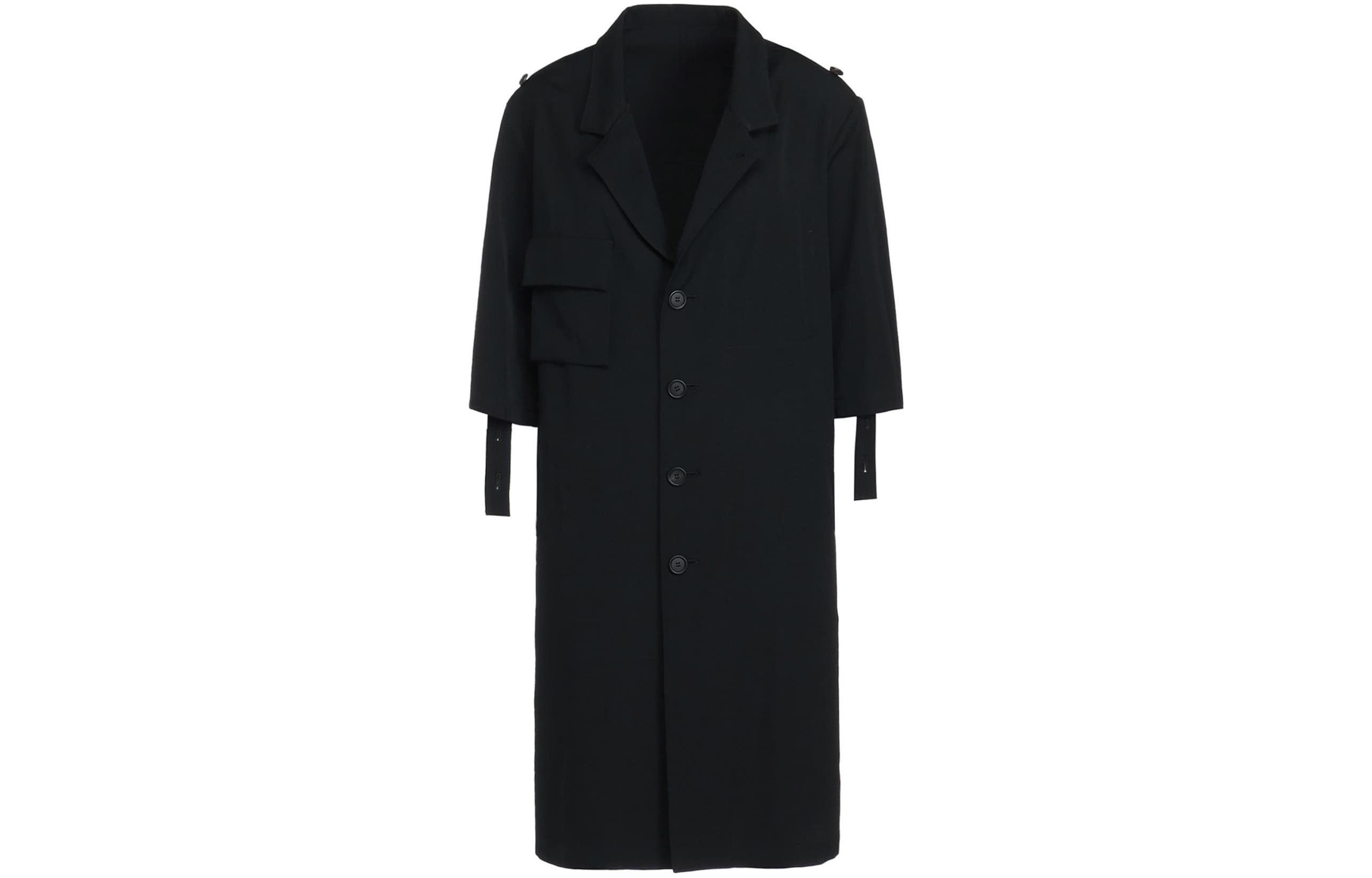 Yohji Yamamoto S'YTE SS24 Unisex Loose-Fit Black Short-Sleeve Jacket Coat UY-J03-101-1