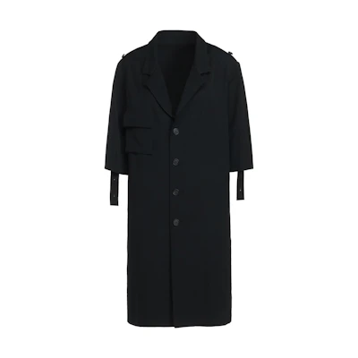 Yohji Yamamoto S'YTE SS24 Unisex Loose-Fit Black Short-Sleeve Jacket Coat UY-J03-101-1