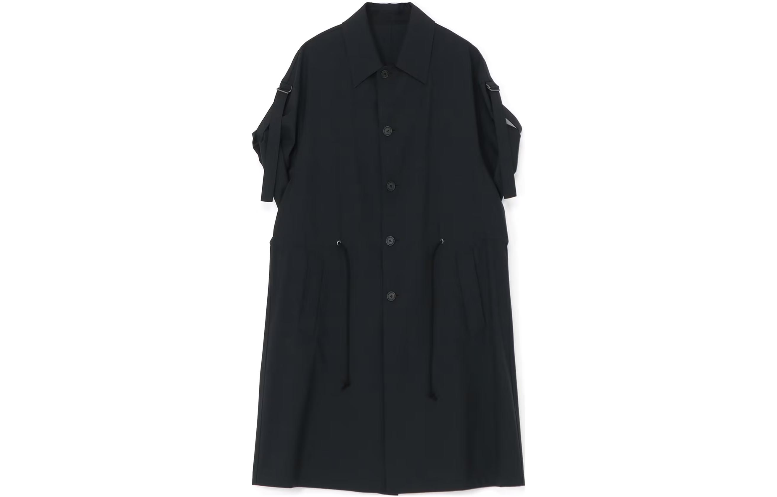 Yohji Yamamoto S'YTE Unisex Loose Fit Black Short Sleeve Mid-Length Jacket UI-C01-100-1-02
