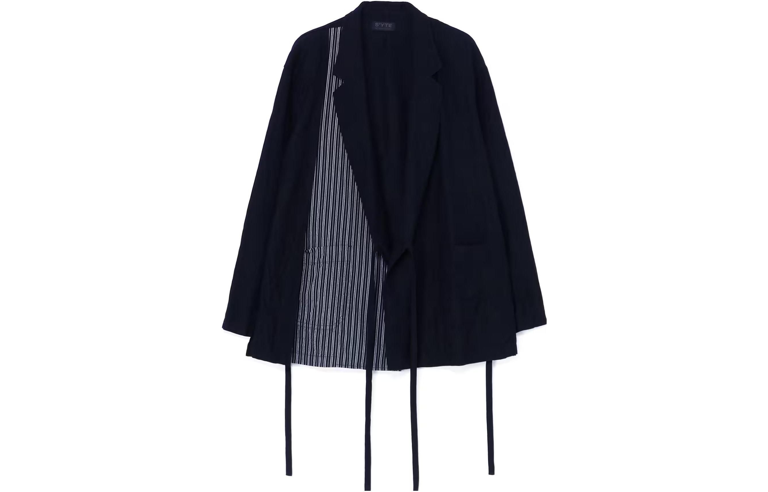 Yohji Yamamoto S'YTE Wrap Style Patchwork Jacket Unisex Black UI-J35-807-1-03