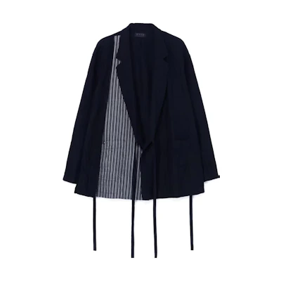 Yohji Yamamoto S'YTE Wrap Style Patchwork Jacket Unisex Black UI-J35-807-1-03