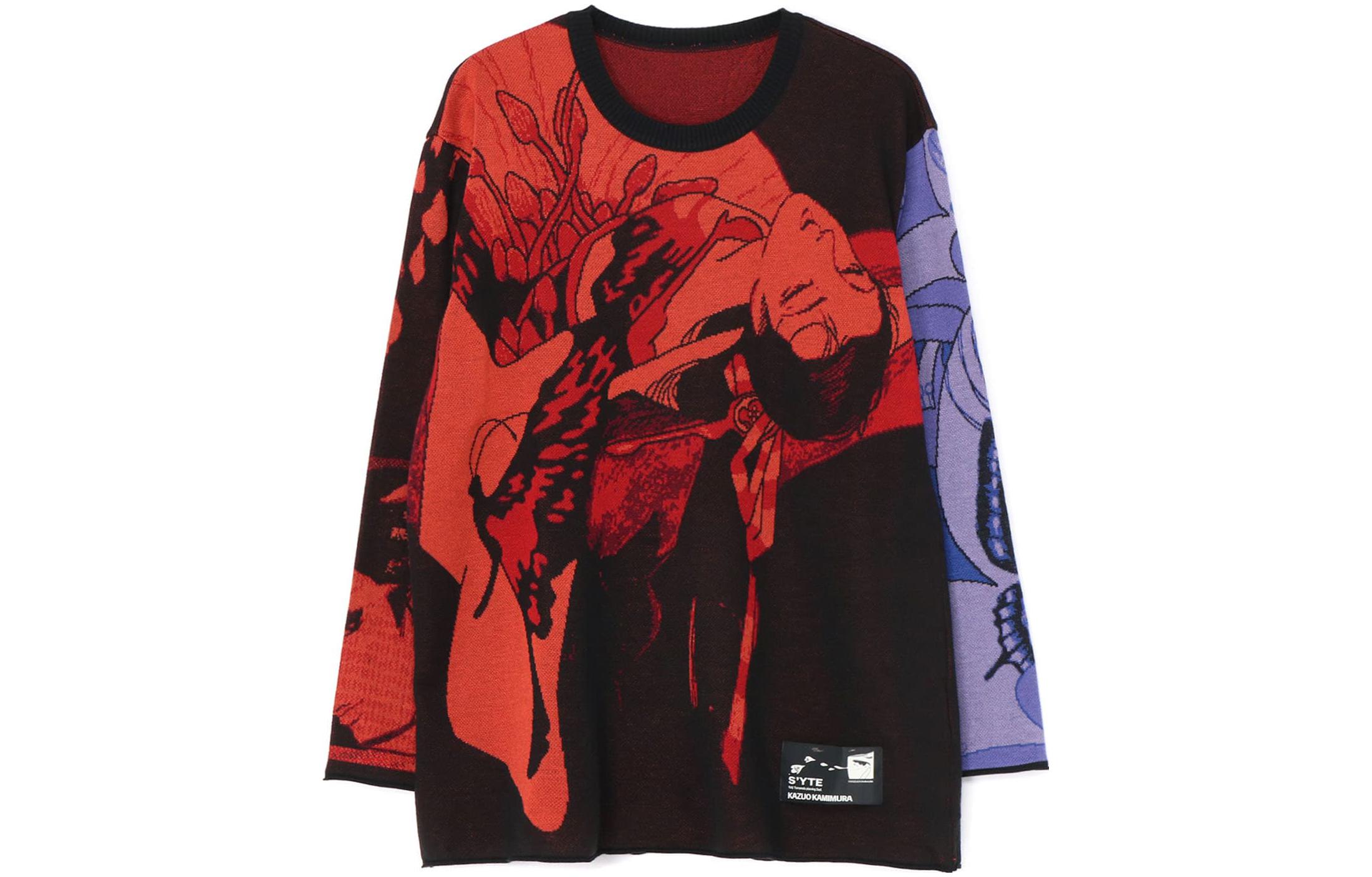 Yohji Yamamoto S'YTE x KAZUO FW23 Graphic Patchwork Crewneck Sweatshirt Black Unisex UI-K05-616-1