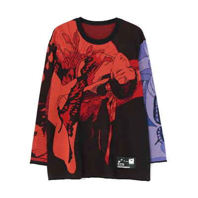 Yohji Yamamoto S'YTE KAZUO FW23 Graphic Patchwork Crewneck Sweatshirt Black Unisex UI-K05-616-1
