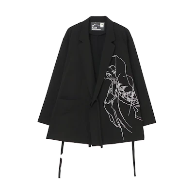 Yohji Yamamoto S'YTE KAZUO FW23 Portrait Embroidery Long Collar Jacket Black UI-J35-912-1