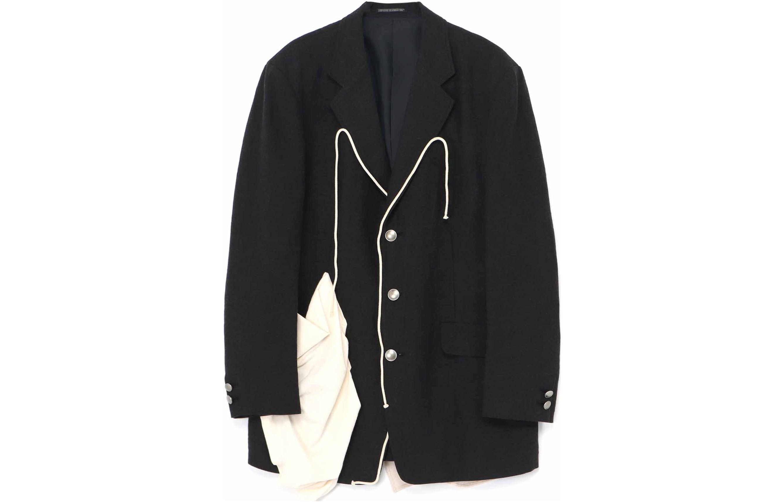 Yohji Yamamoto Single-Breasted Draped Sleeve Jacket Black HJ-J30-301-1