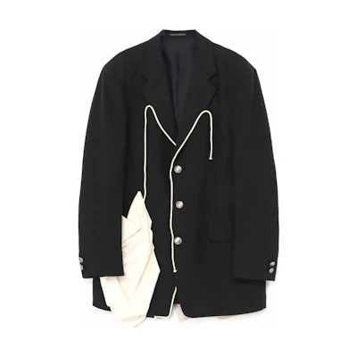 Yohji Yamamoto Single-Breasted Draped Sleeve Jacket Black HJ-J30-301-1