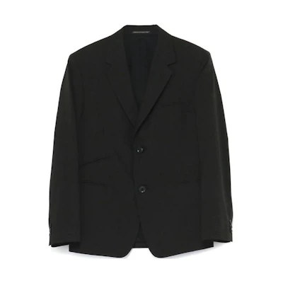Yohji Yamamoto Solid Black Single-Breasted Long Sleeve Jacket HX-J85-151-2