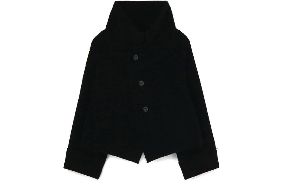 Yohji Yamamoto Solid Black Stand Collar Single-Breasted Jacket YX-T74-166-2