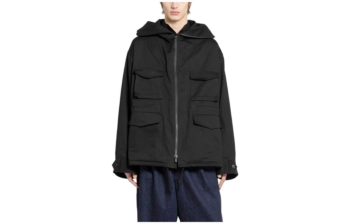 Yohji Yamamoto Solid Black Zip-Up Jacket HJ-Y04-046