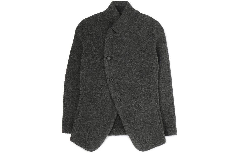 Yohji Yamamoto Solid High-Collar Single-Breasted Jacket Dark Gray YK-T11-963-2