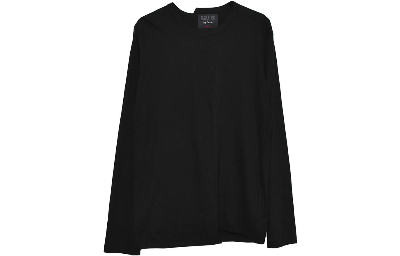 Yohji Yamamoto Solid Pullover Casual Long-Sleeve Sweatshirt Black HJ-T52-077-1