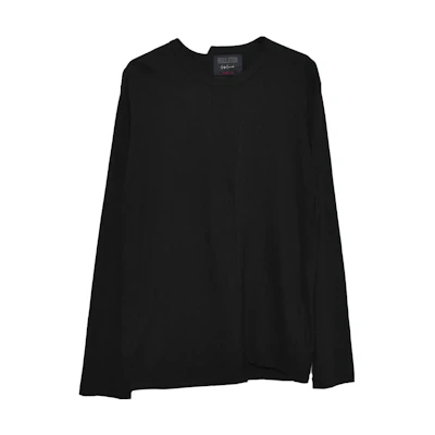 Yohji Yamamoto Solid Pullover Casual Long-Sleeve Sweatshirt Black HJ-T52-077-1