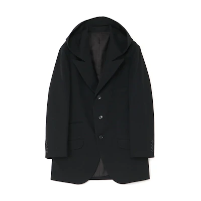 Yohji Yamamoto Solid Single-Breasted Hooded Jacket Men’s Black HE-J31-100-2