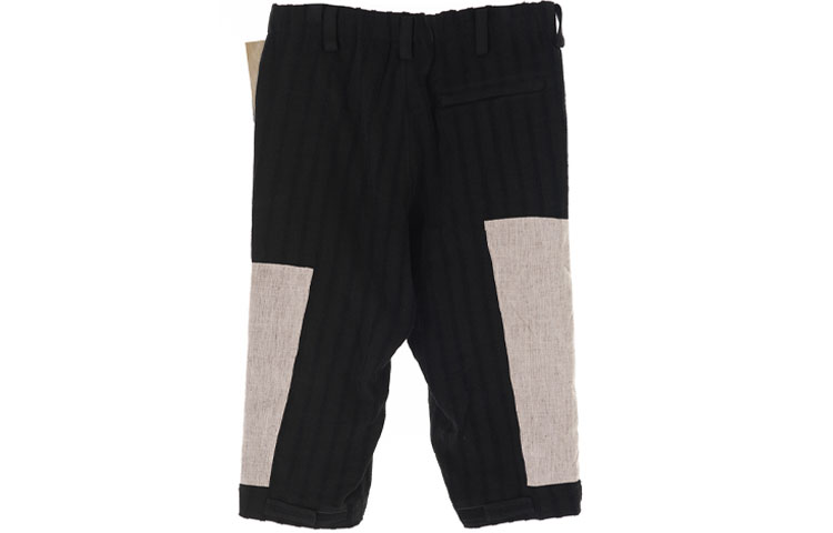 Yohji Yamamoto SS20 Black Cotton-Linen Patchwork Shorts Unisex. HN-P44-011