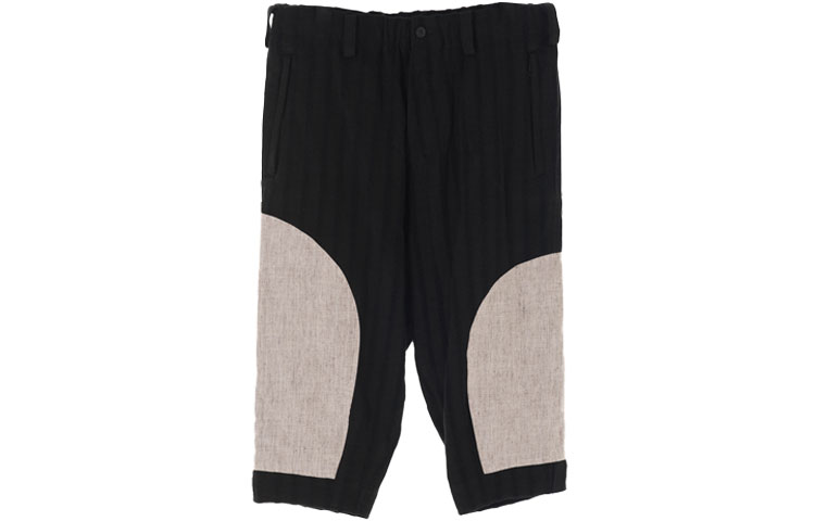 Lookbook Yohji Yamamoto SS20 Celana Pendek Patchwork Hitam Unisex Katun-Linen. HN-P44-011