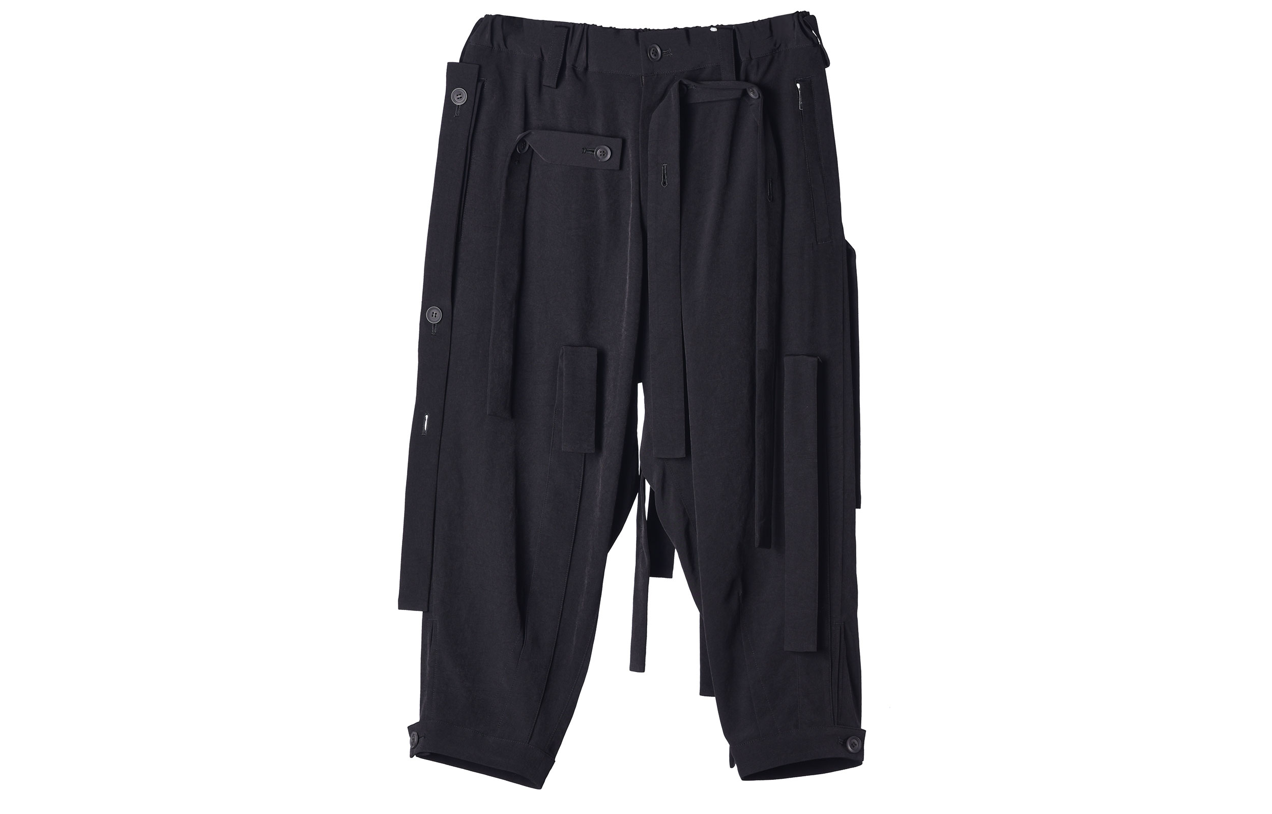 Order Yohji Yamamoto SS21 Celana Kasual Button Strap Hitam ND-P52-500