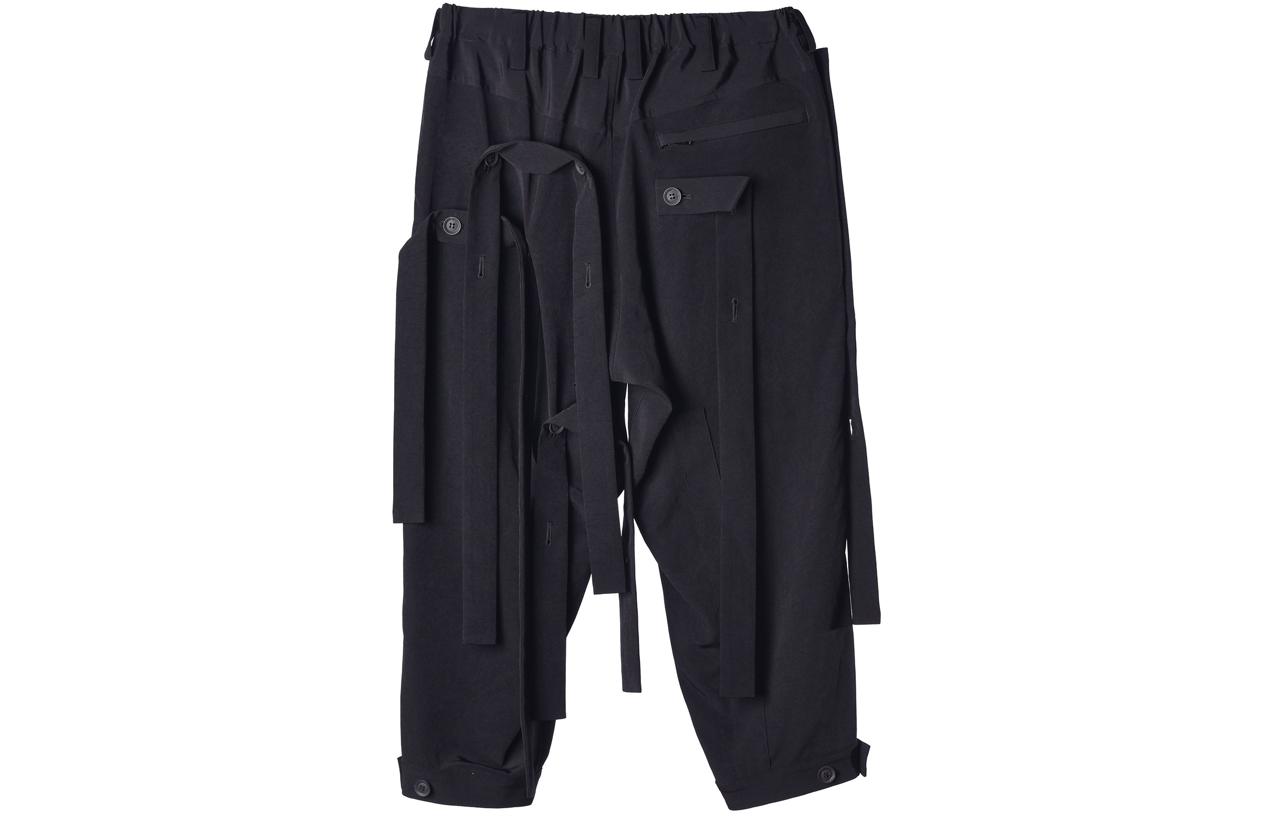 Lookbook Yohji Yamamoto SS21 Celana Kasual Button Strap Hitam ND-P52-500