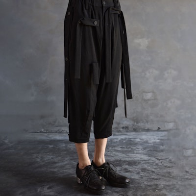 Yohji Yamamoto SS21 Celana Kasual Button Strap Hitam ND-P52-500 Details for Yohji Yamamoto SS21 Celana Kasual Button Strap Hitam ND-P52-500