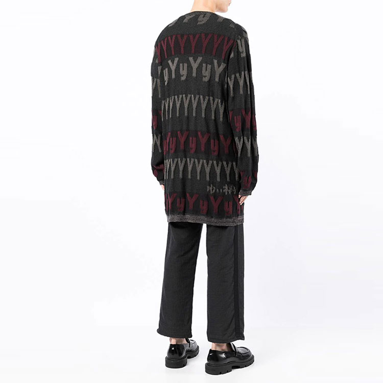 Shop Yohji Yamamoto SS22 Cardigan Rajut Hitam V-neck Kancing. HG-K84-986