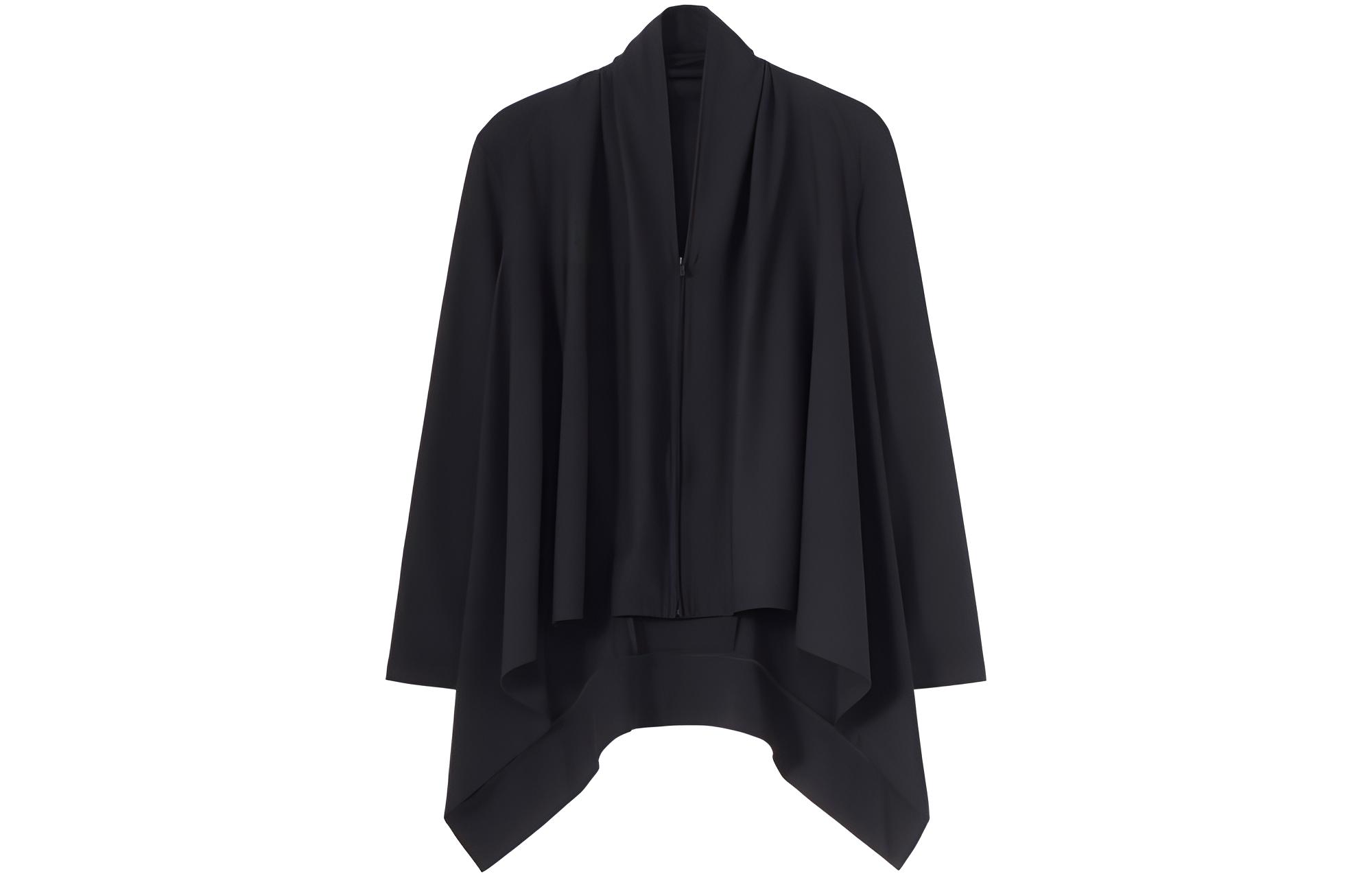 Yohji Yamamoto SS22 Black Solid Hooded Zip Jacket Cloak Style FG-T89-079-1