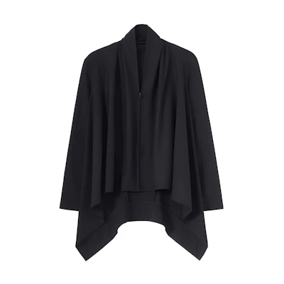 Yohji Yamamoto SS22 Black Solid Hooded Zip Jacket Cloak Style FG-T89-079-1