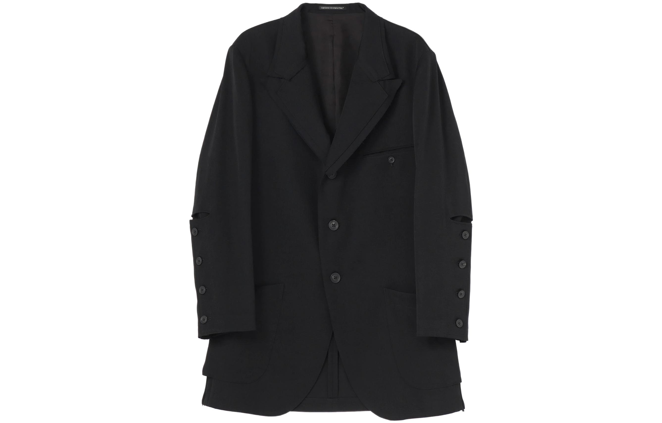 Yohji Yamamoto SS22 Black Solid Lapel Blazer Jacket for Men HG-J22-100-2