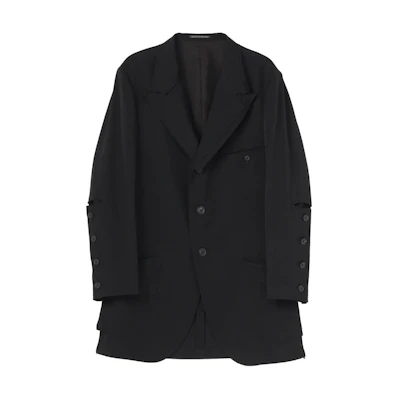 Yohji Yamamoto SS22 Black Solid Lapel Blazer Jacket for Men HG-J22-100-2