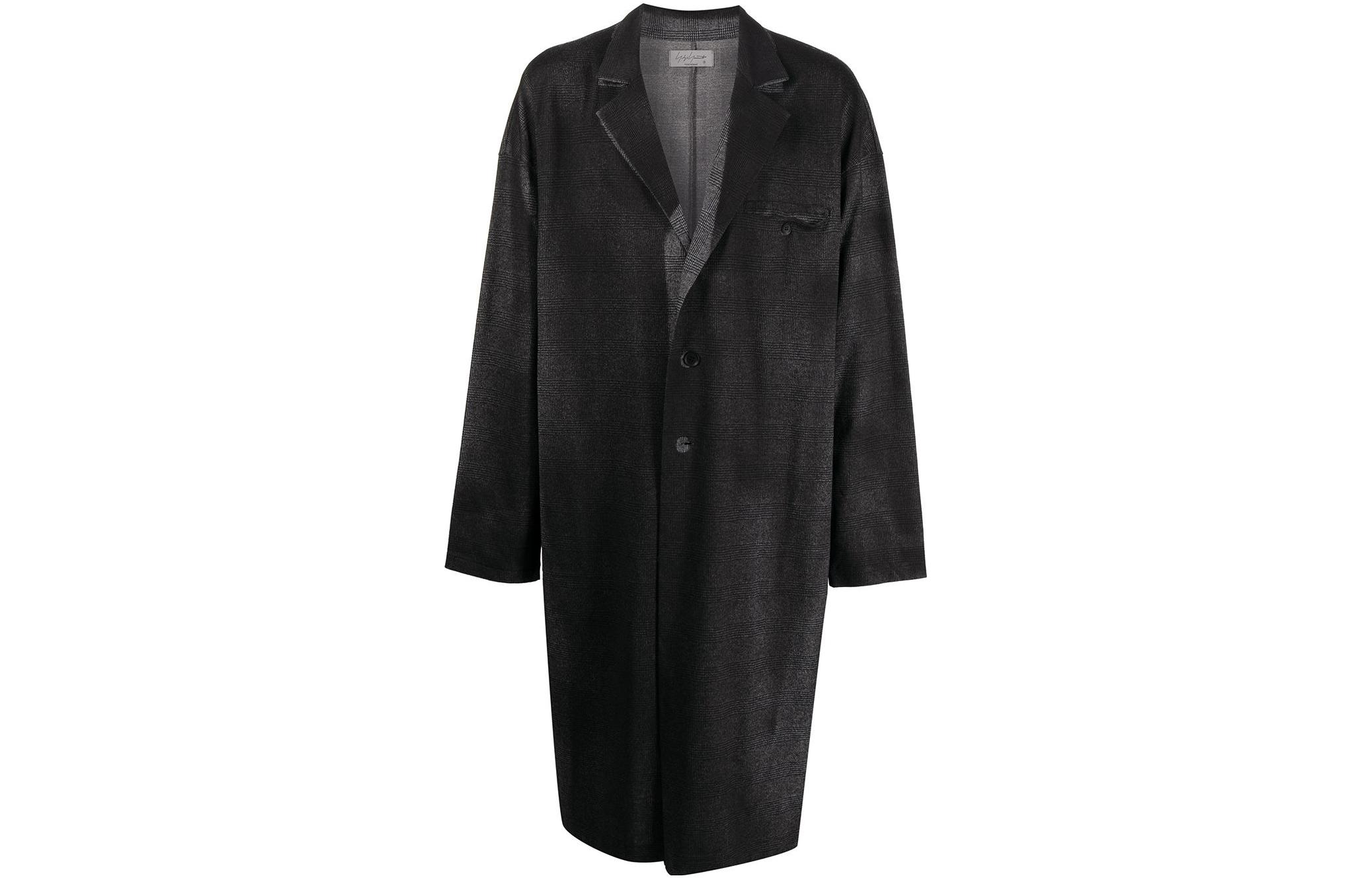 Yohji Yamamoto SS22 Black Trapezoid Single-Breasted Long Jacket - HGT74983