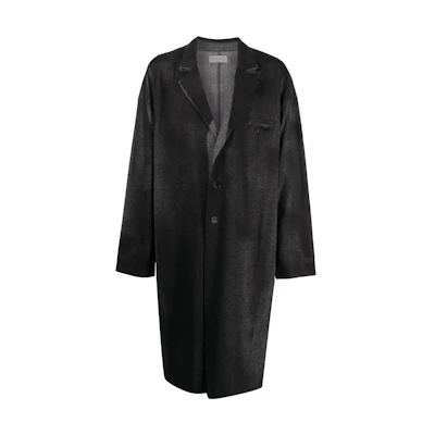 Yohji Yamamoto SS22 Black Trapezoid Single-Breasted Long Jacket - HGT74983