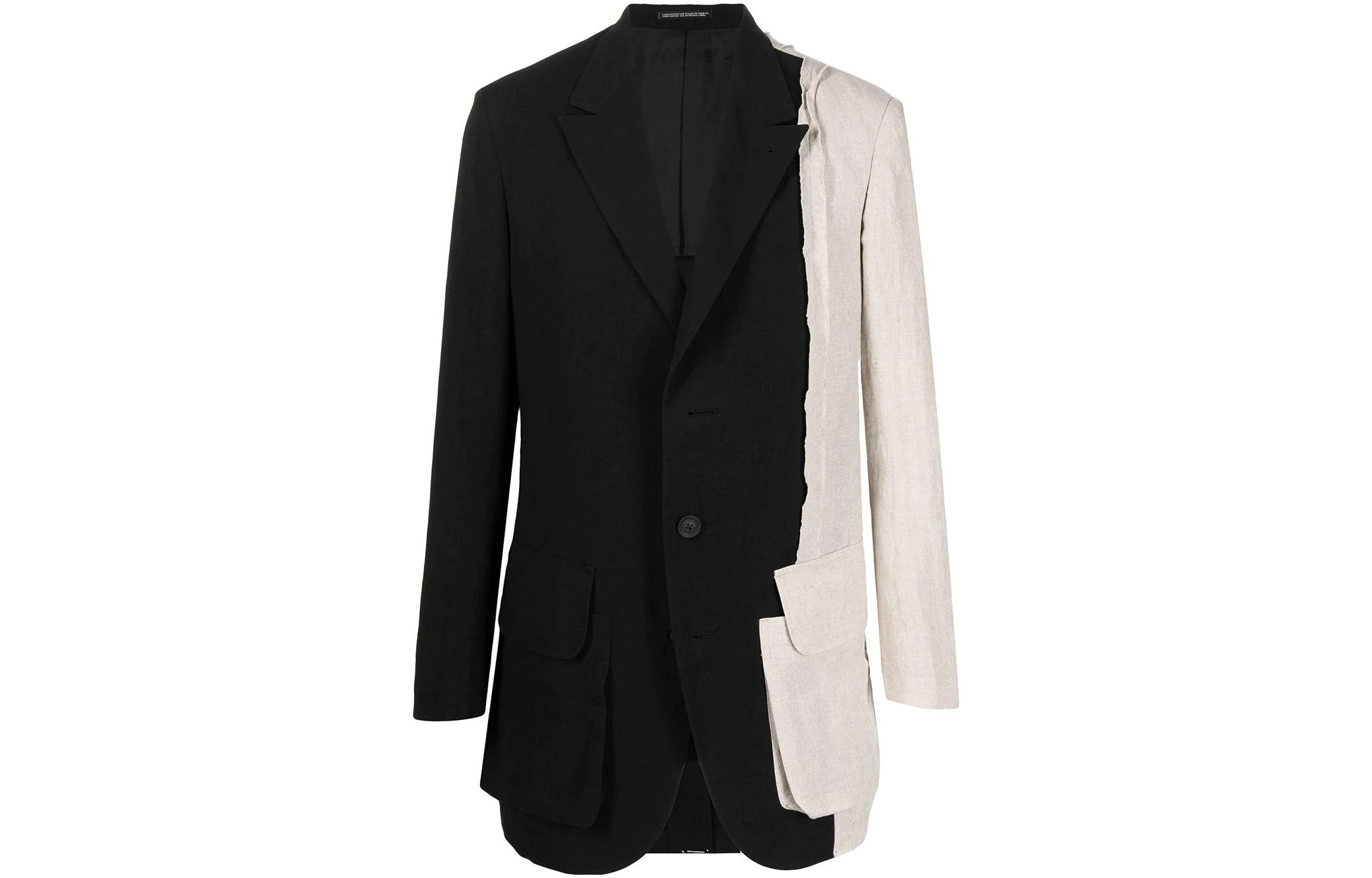 Yohji Yamamoto SS22 Black White Split Pocket Single-Breasted Blazer HG-J26-806