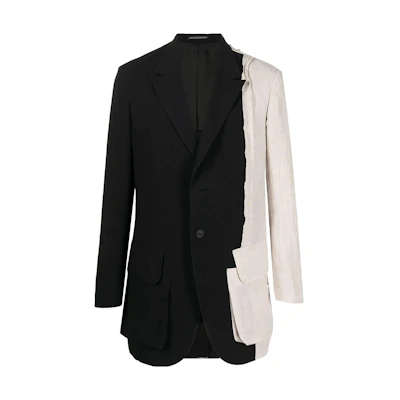 Yohji Yamamoto SS22 Black White Split Pocket Single-Breasted Blazer HG-J26-806