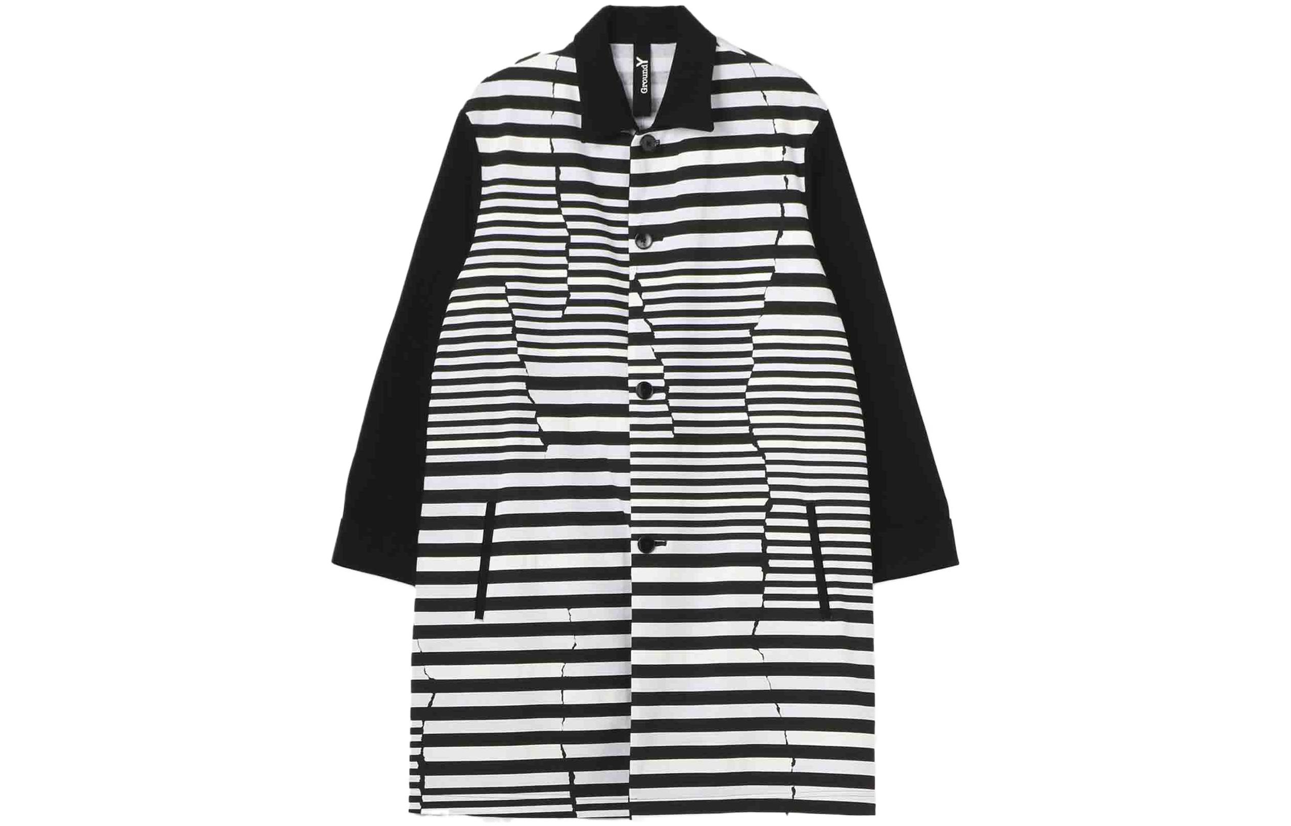Yohji Yamamoto SS22 Black White Striped Long Jacket Unisex GG-J03-020-1