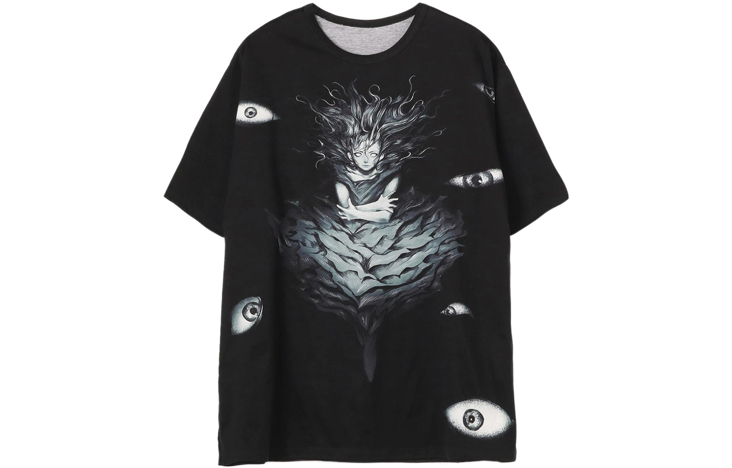 Yohji Yamamoto SS22 Eye Print Oversized Unisex Black T-Shirt FG-T87-273-1