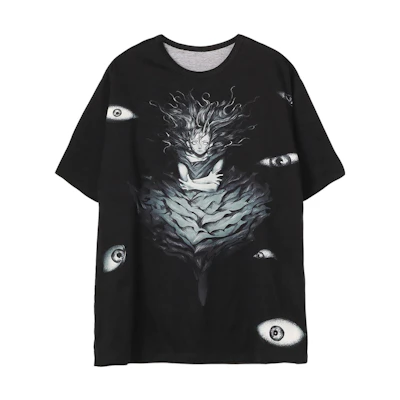 Yohji Yamamoto SS22 Eye Print Oversized Unisex Black T-Shirt FG-T87-273-1