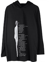 Yohji Yamamoto SS22 Graffiti Letter Print Hoodie Long Sleeve Tee Black Mens. FG-T69-275-1 Yohji Yamamoto SS22 Graffiti Letter Print Hoodie Long Sleeve Tee Black Mens. FG-T69-275-1