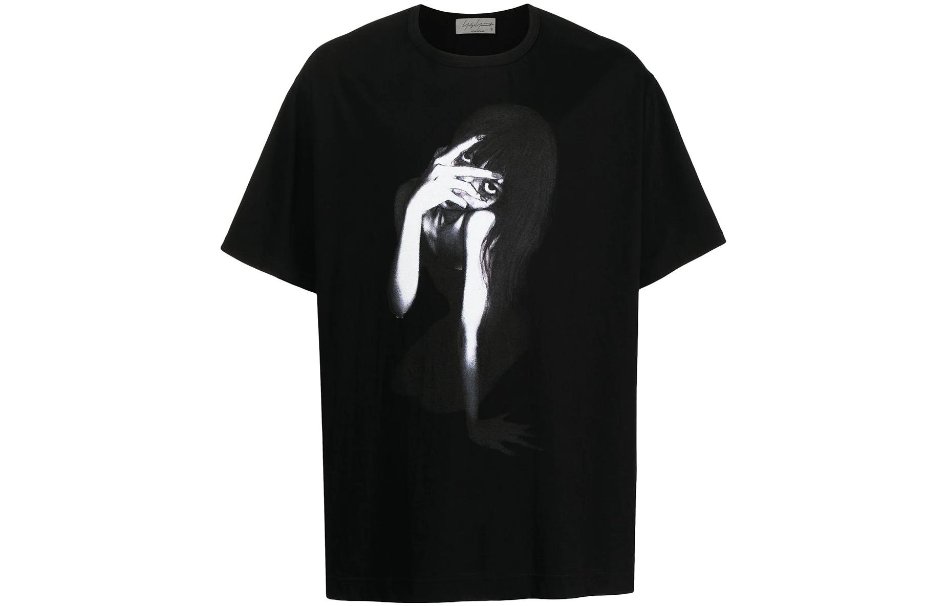 Yohji Yamamoto SS22 Graphic Print Cotton Short Sleeve T-Shirt Black HG-T84-083-1