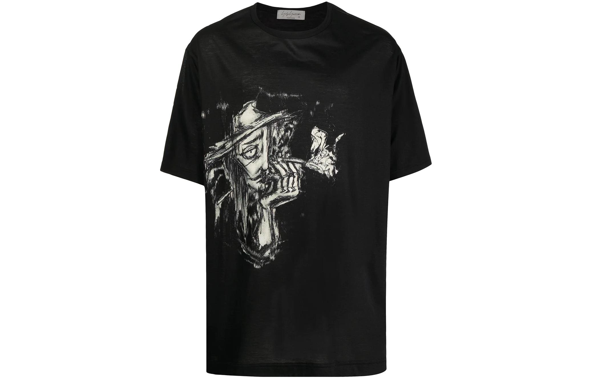 Yohji Yamamoto SS22 Graphic Print Crewneck T-Shirt Men’s Black HGT70272