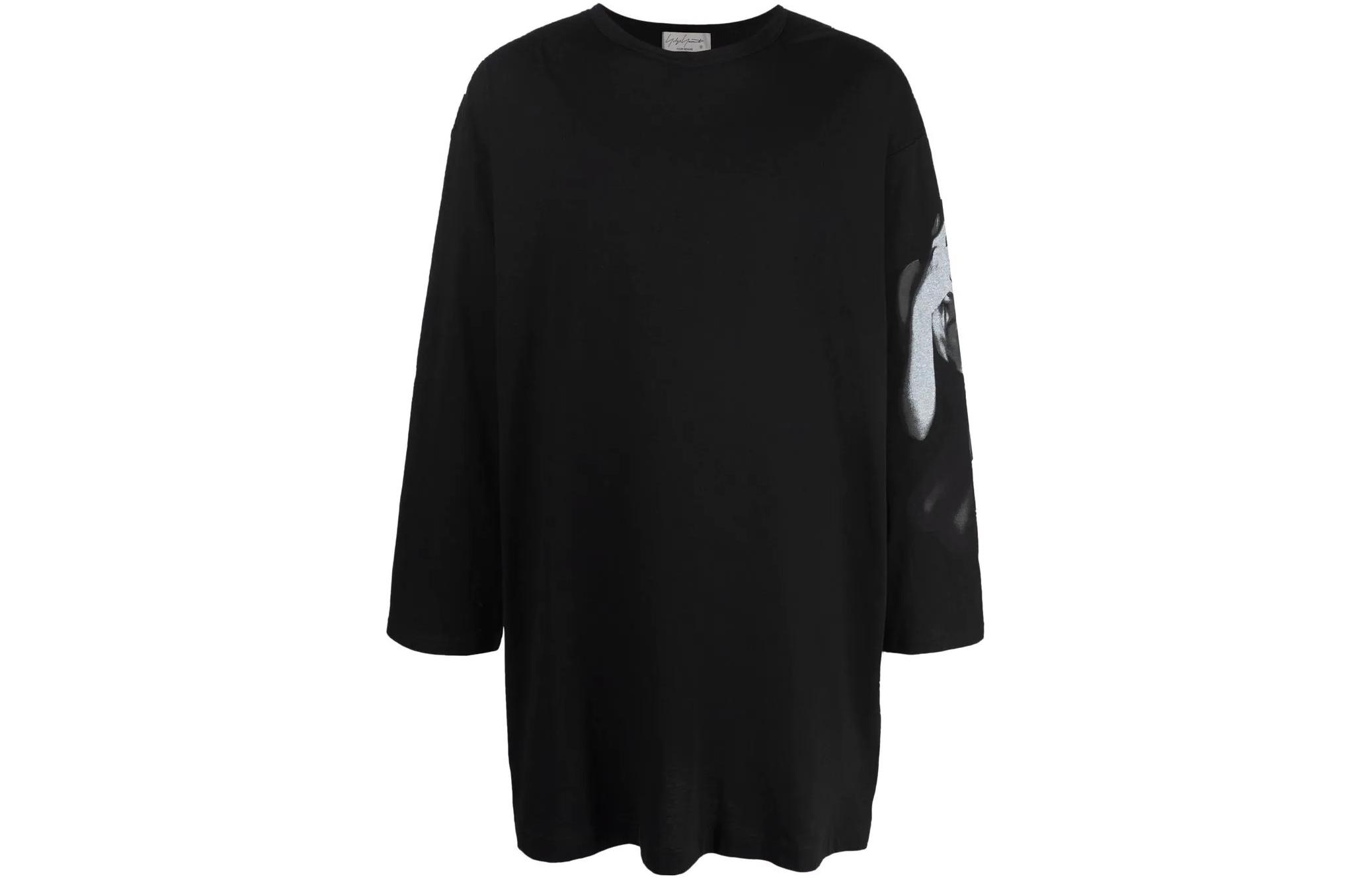 Yohji Yamamoto SS22 Oversized Graphic Print Black Long Sleeve Sweatshirt HG-T91-987
