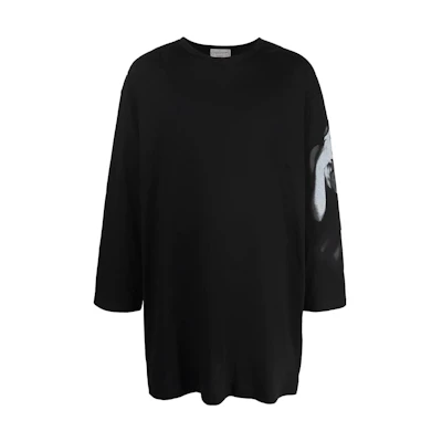 Yohji Yamamoto SS22 Oversized Graphic Print Black Long Sleeve Sweatshirt HG-T91-987