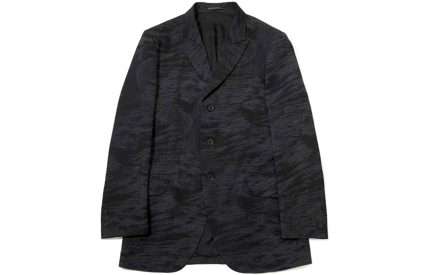 Yohji Yamamoto SS22 Tie-Dye Print Collared Long Sleeve Jacket Black Men HE-J43-511-1