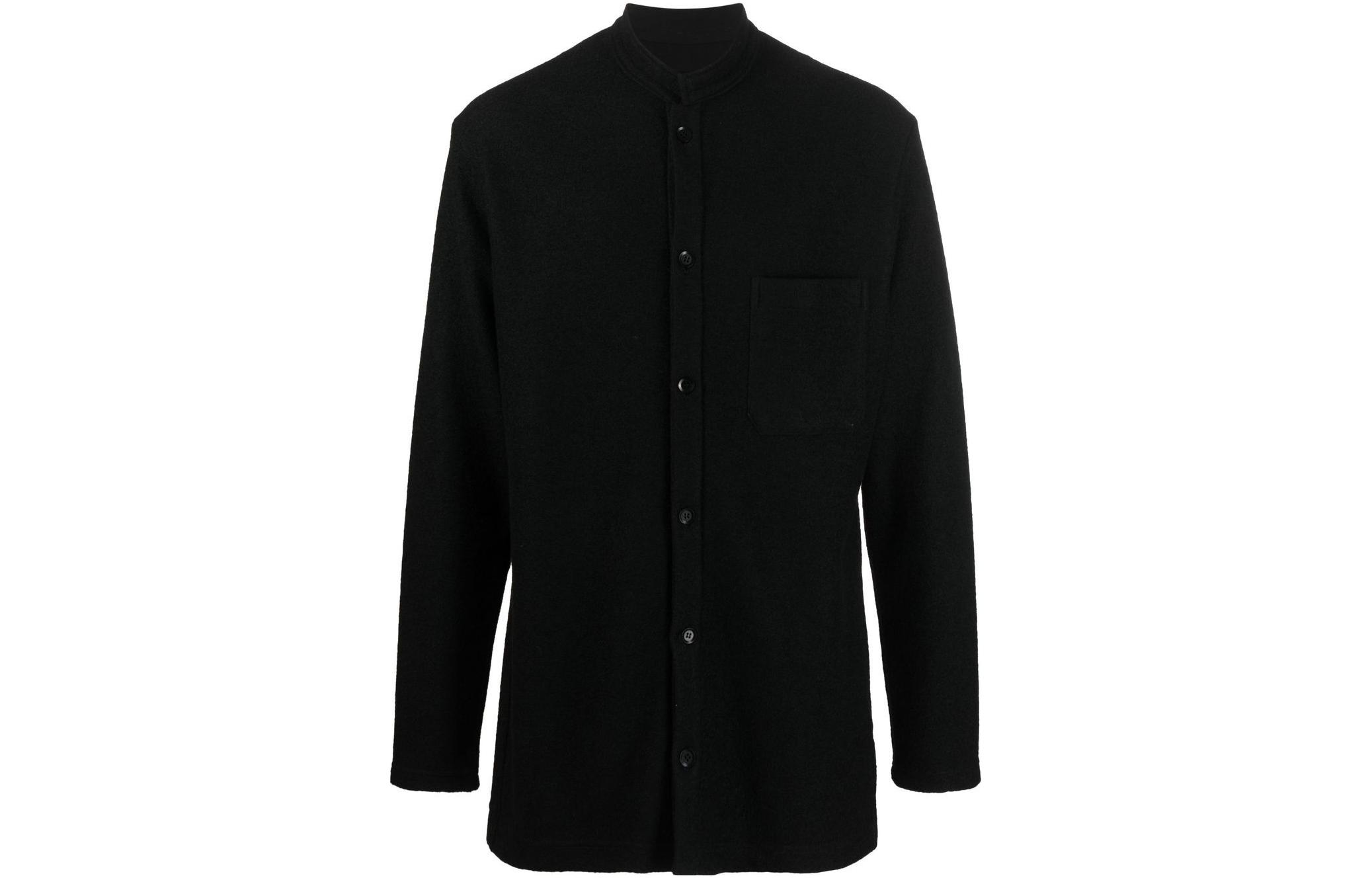 Yohji Yamamoto SS23 Black Solid Single-Breasted Long-Sleeve Jacket HE-T51-174