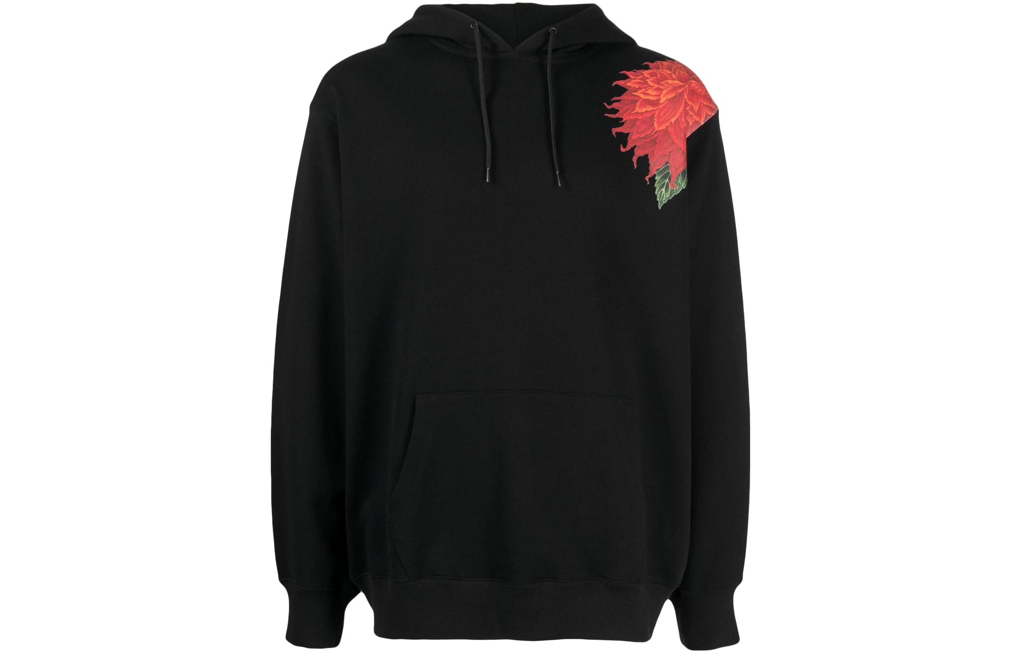 Order Yohji Yamamoto SS23 Hoodie Motif Bunga Hitam Pullover HZ-T97-284-1