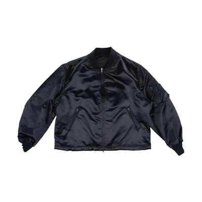 Yohji Yamamoto SS23 Letter Logo Padded Bomber Jacket Black HP-134-4BB-W