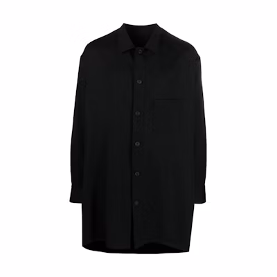Yohji Yamamoto SS23 Wool Shirt Jacket Black Long Sleeve HZB02100